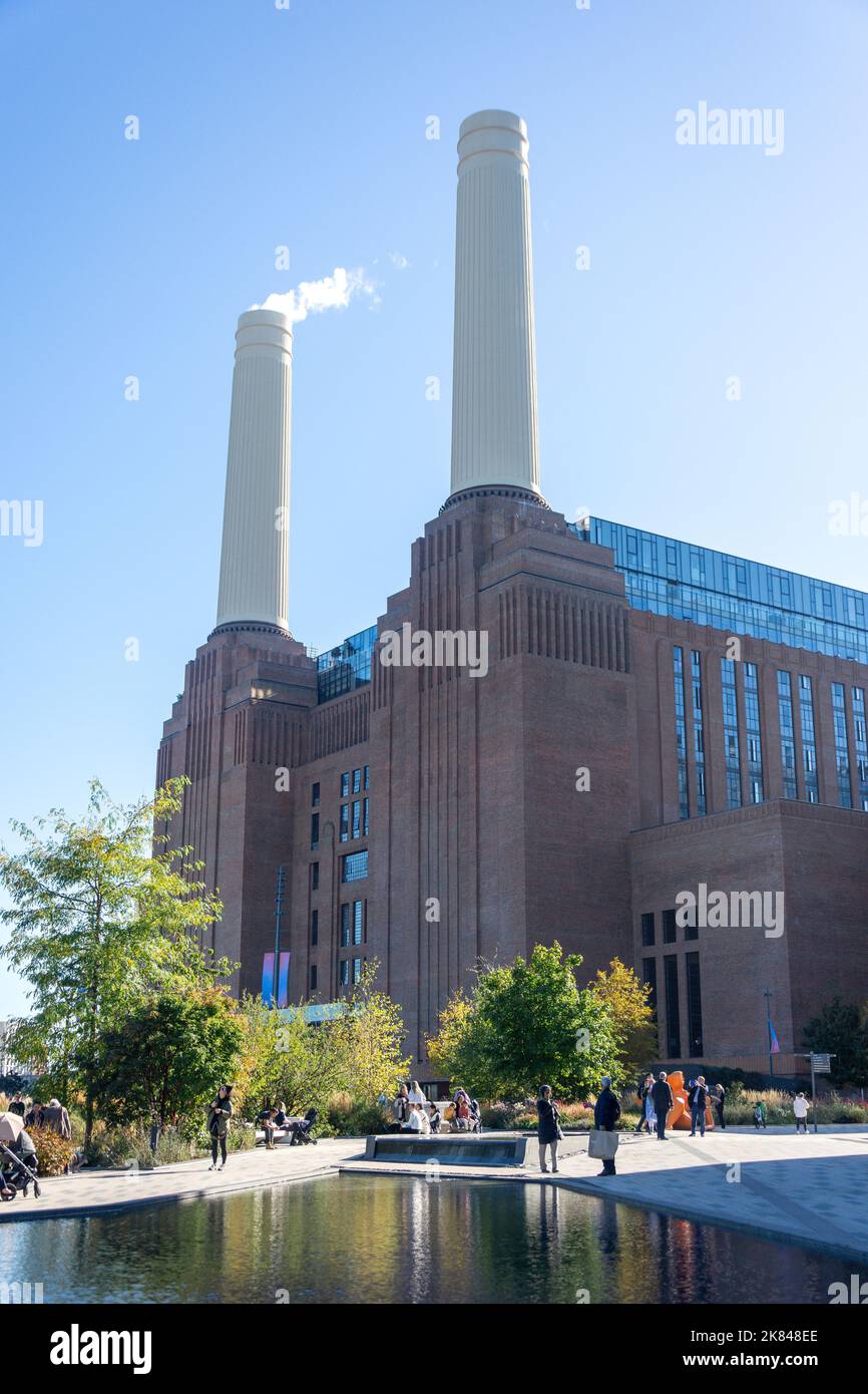 Ingresso nord, centrale elettrica di Battersea, Nine Elms, London Borough of Wandsworth, Greater London, Inghilterra, Regno Unito Foto Stock