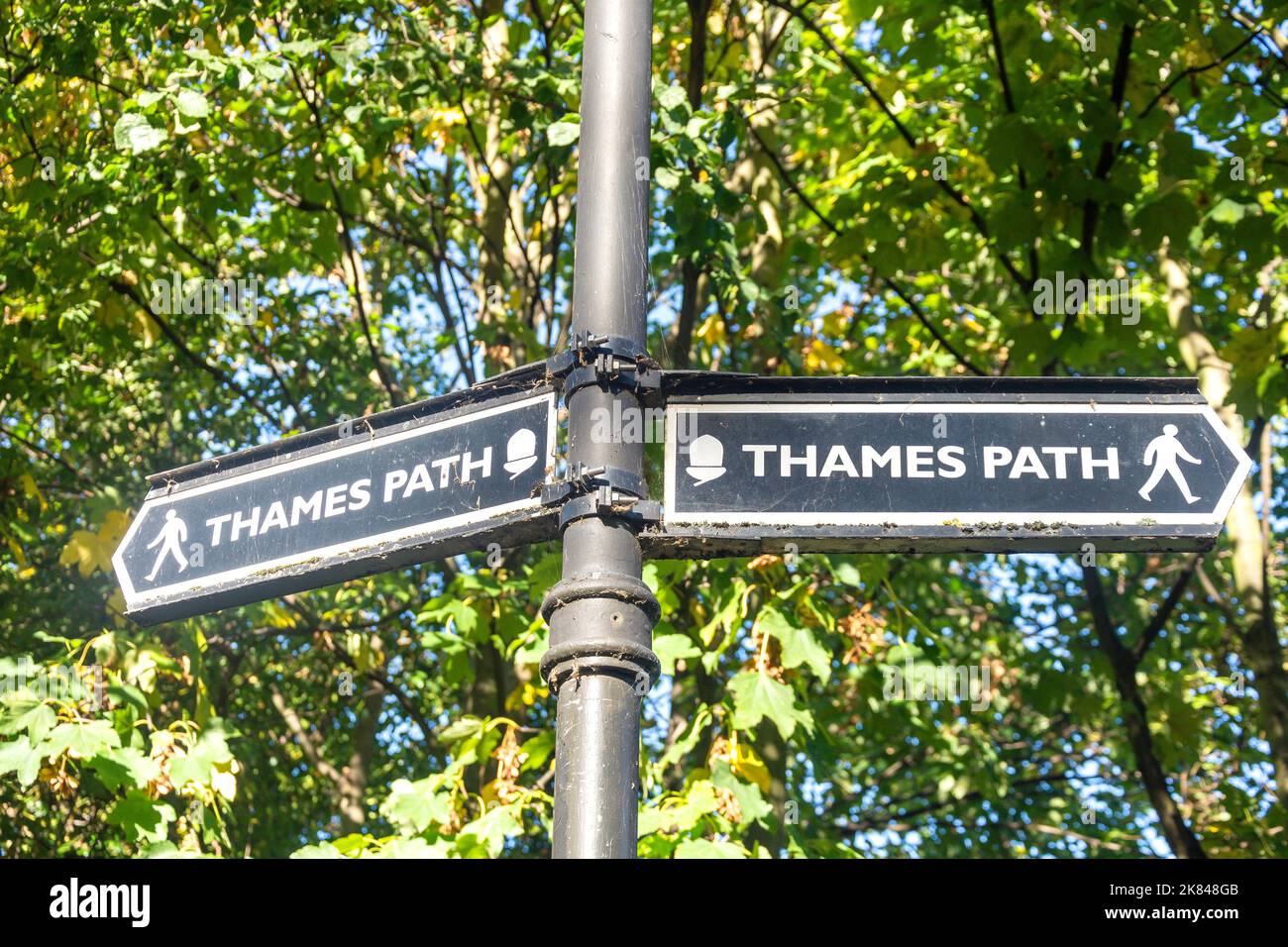 Thames Path in Battersea Park, Battersea, London Borough of Wandsworth, Greater London, England, United Kingdom Foto Stock