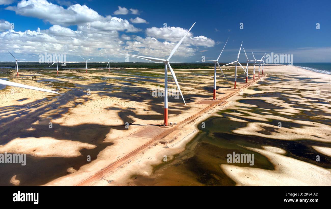 Delta do Parnaiba Wind Farm è una centrale eolica onshore del 30MW. Si trova a Piaui, Brasile. Foto Stock