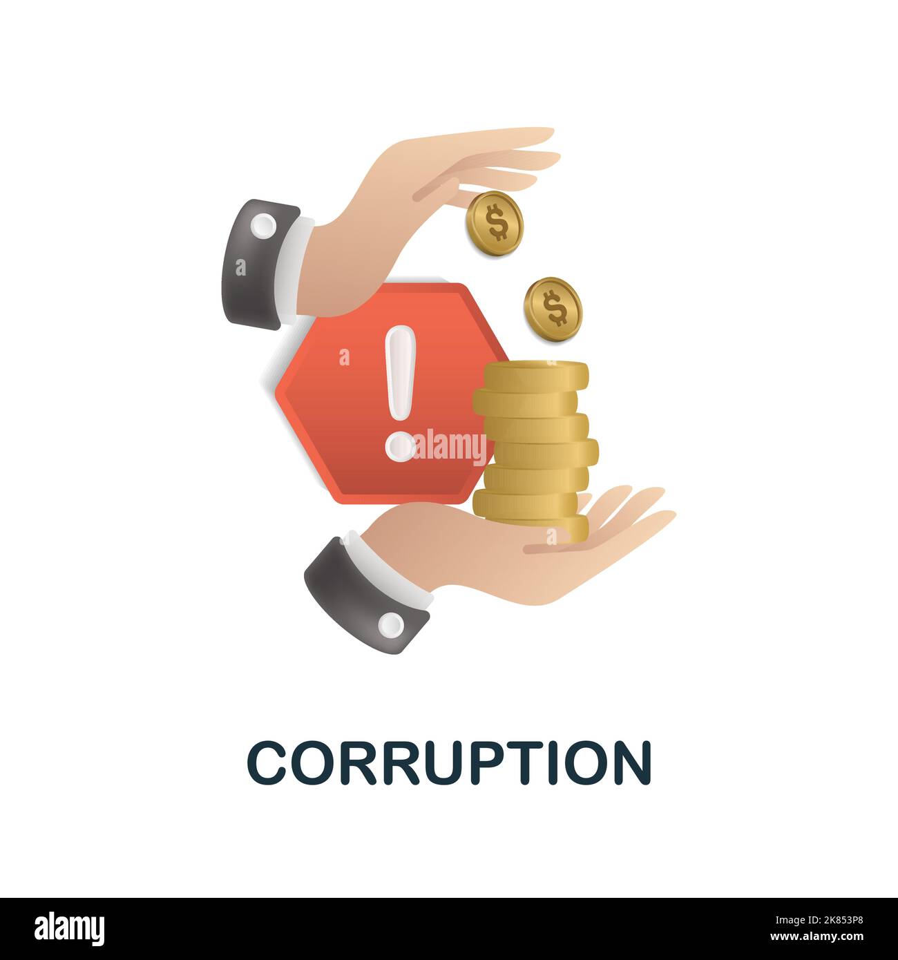 Icona di corruzione. 3d illustrazione dalla collezione esg. Creative Corruption 3D icona per web design, modelli, infografiche e altro ancora Illustrazione Vettoriale