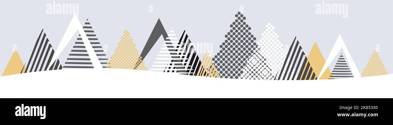 Natale in montagna. Illustrazione astratta del vettore. Paesaggio invernale, sfondo banner. Illustrazione Vettoriale
