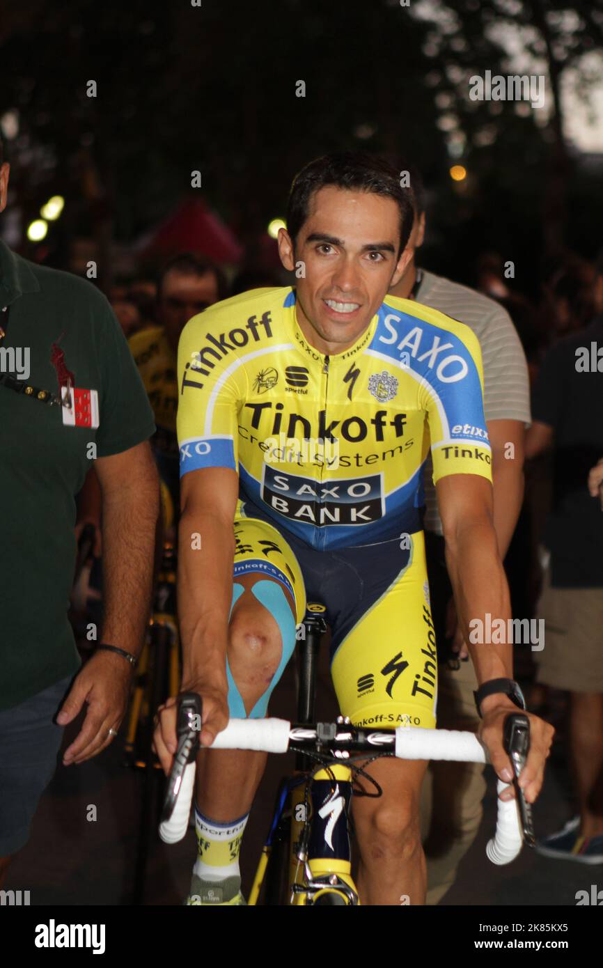 Alberto Contador al lancio della Vuelta a Espana 2014 a Jerez de la Frontera, Spagna. Foto Stock