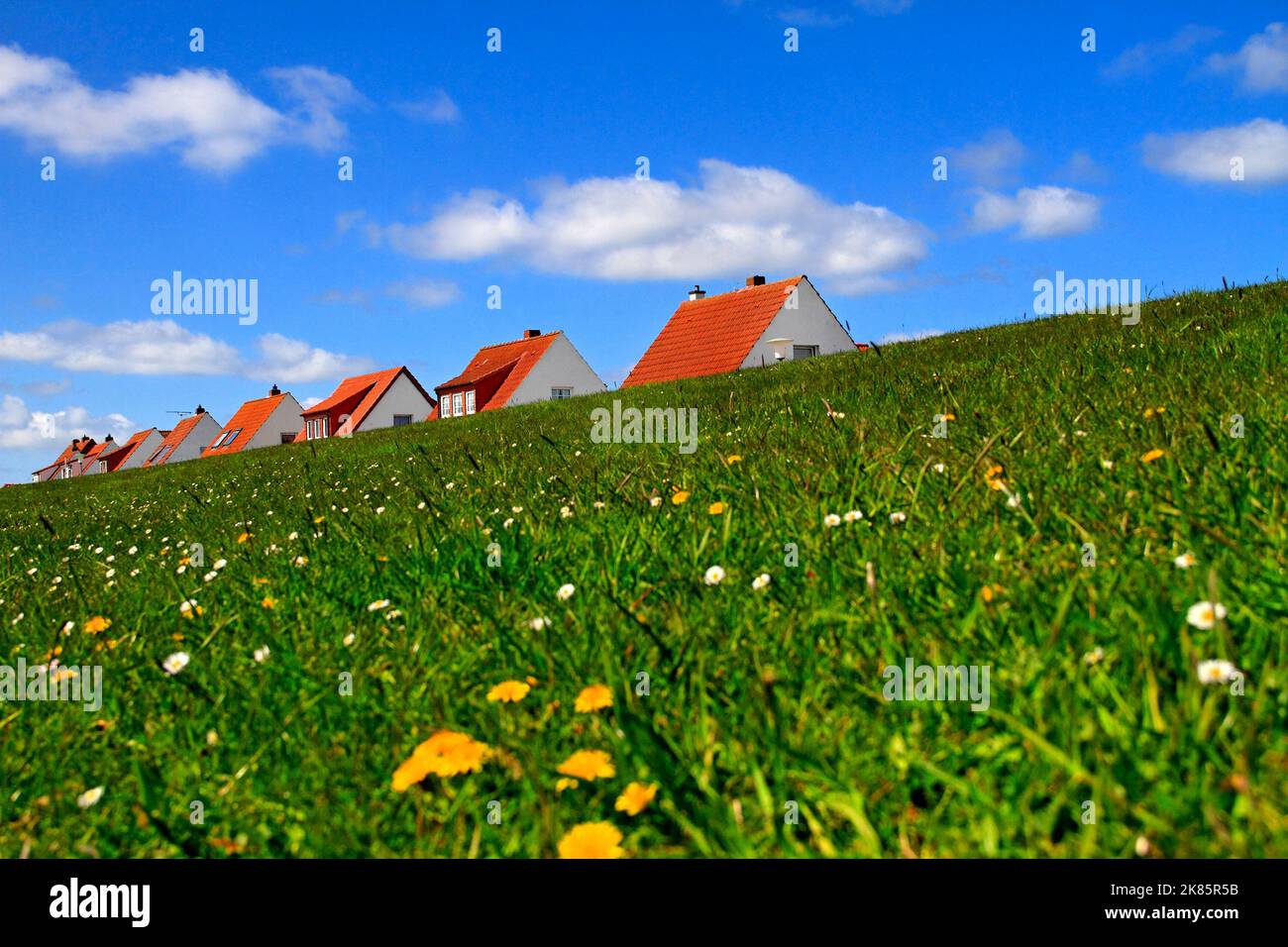 Architettura della Frisia Orientale, Isola di Juist, Germania Foto Stock