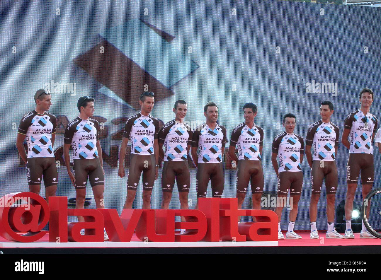 AG2R presentazione della squadra Vuelta a Espana 2015 Foto Stock
