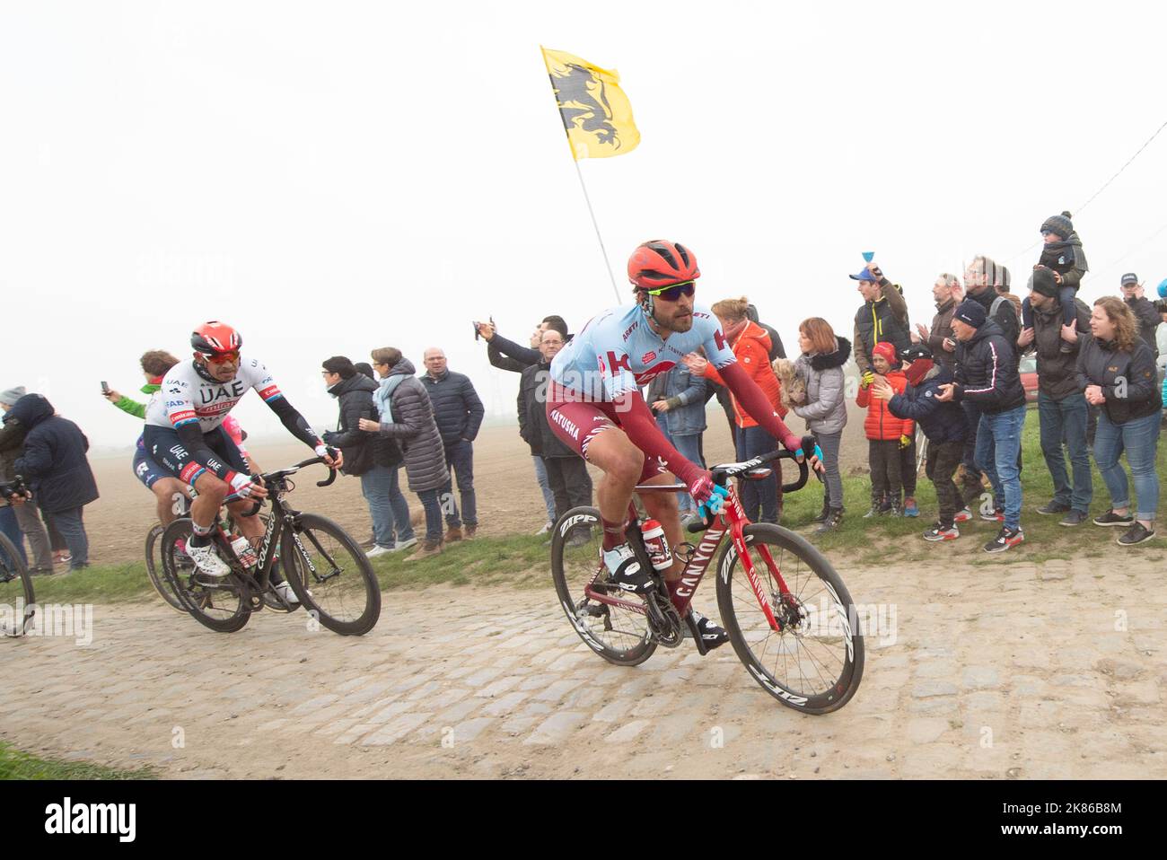 Rick Zabel del team Katusha Alpecin durante la gara Parigi - Roubaix a Parigi, Francia il 14 aprile 2019. Foto Stock