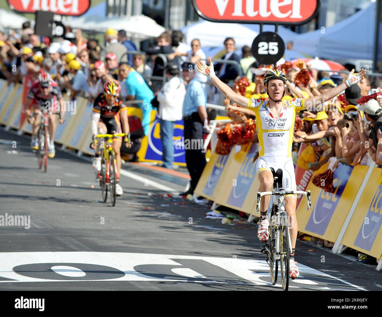 Riccardo Ricco al traguardo alla fase 6 del tour Foto Stock