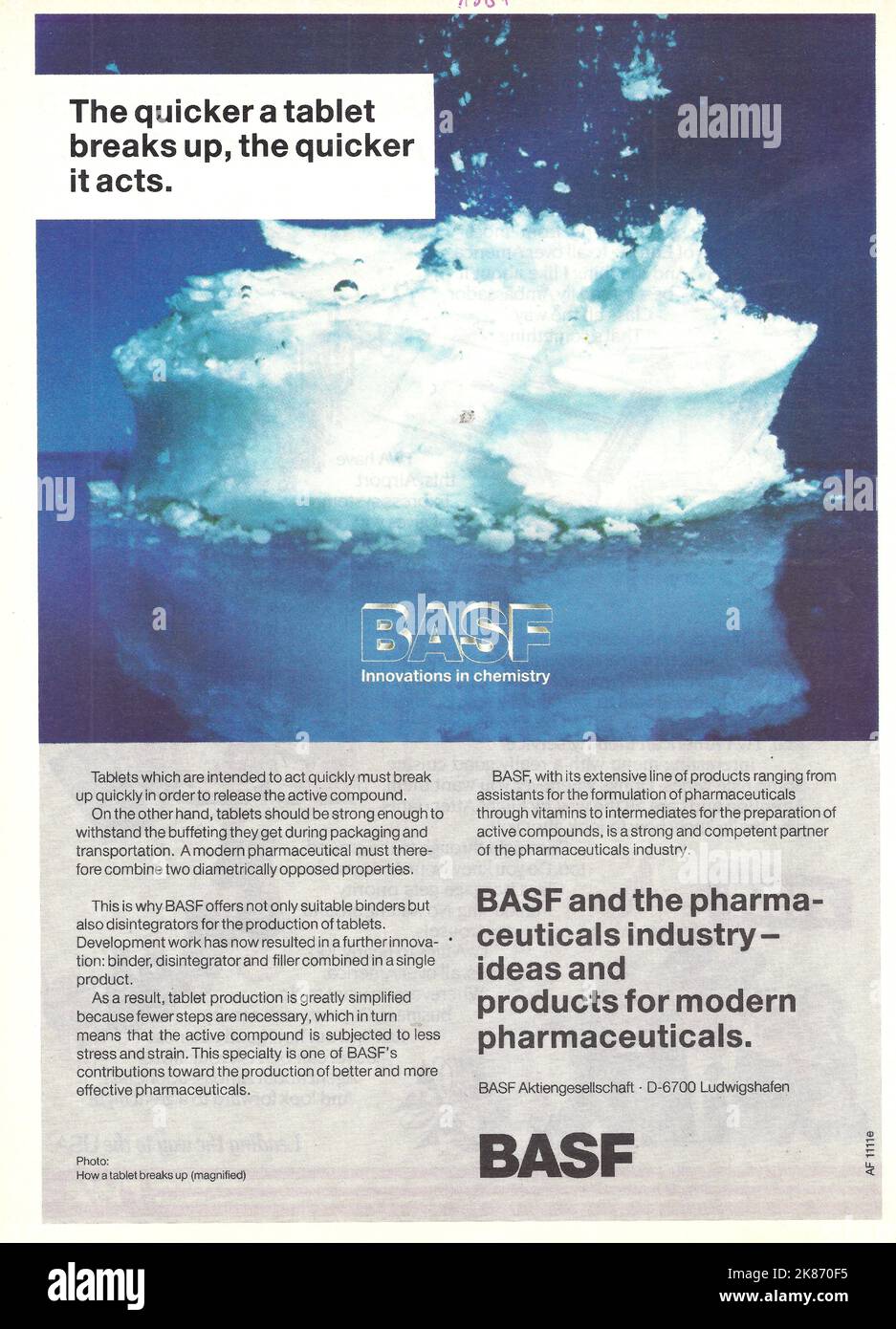BASF Pharmaceuticals vintage magazine pubblicità Foto Stock