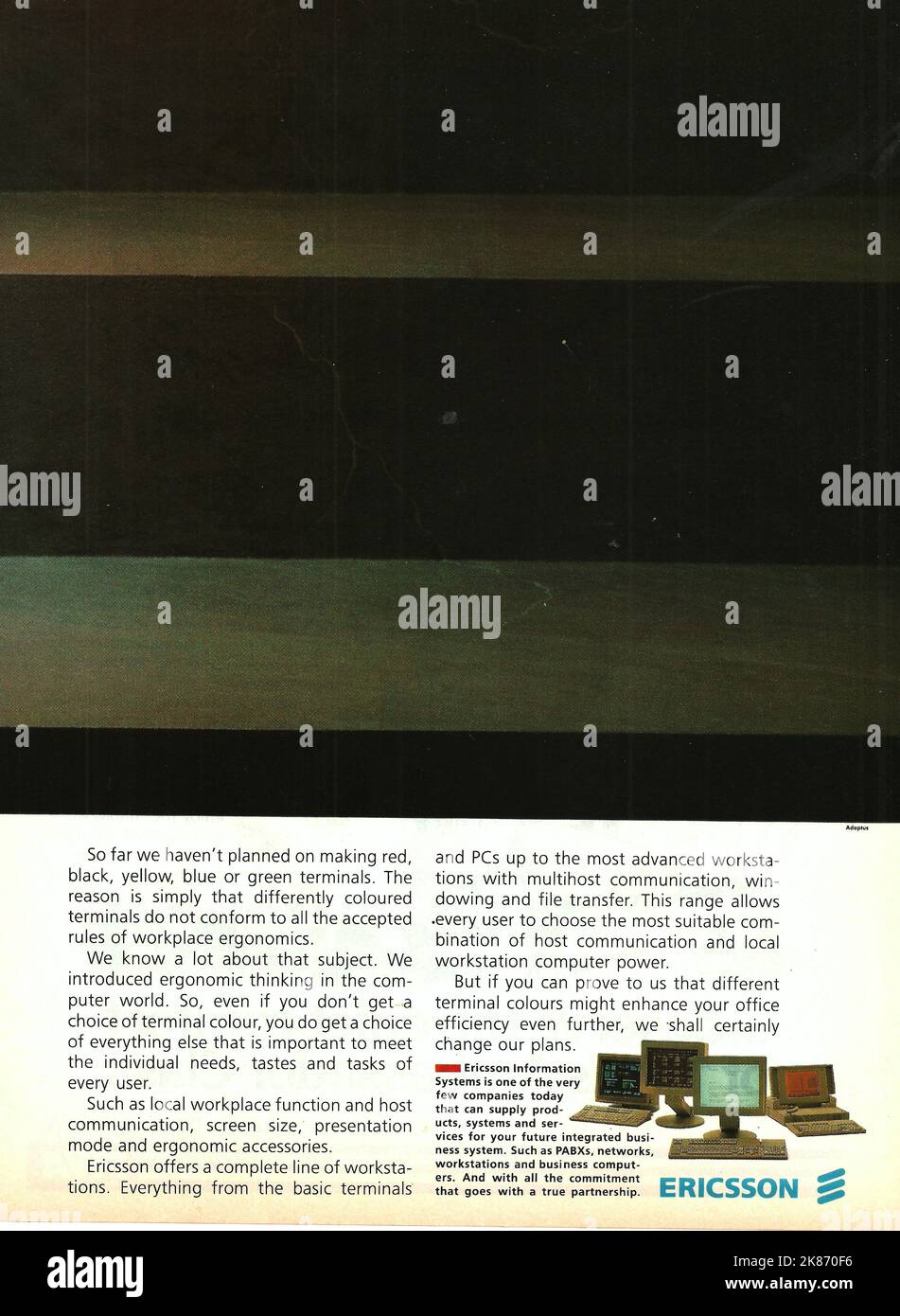 Ericsson PC Ericsson computer vintage rivista pubblicità Foto Stock