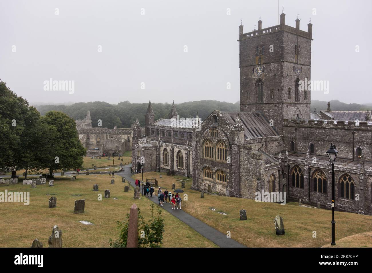 Cattedrale di St Davids, Pembrokeshire, Galles (la città più piccola della Gran Bretagna) Foto Stock