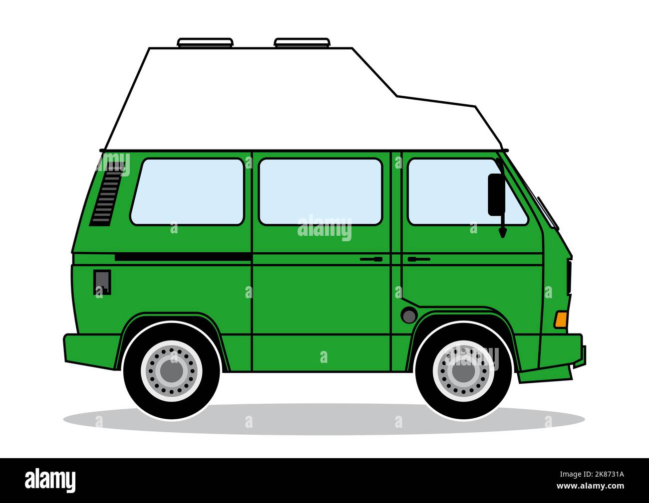 Un vecchio camping bus tedesco con tetto alto Illustrazione Vettoriale