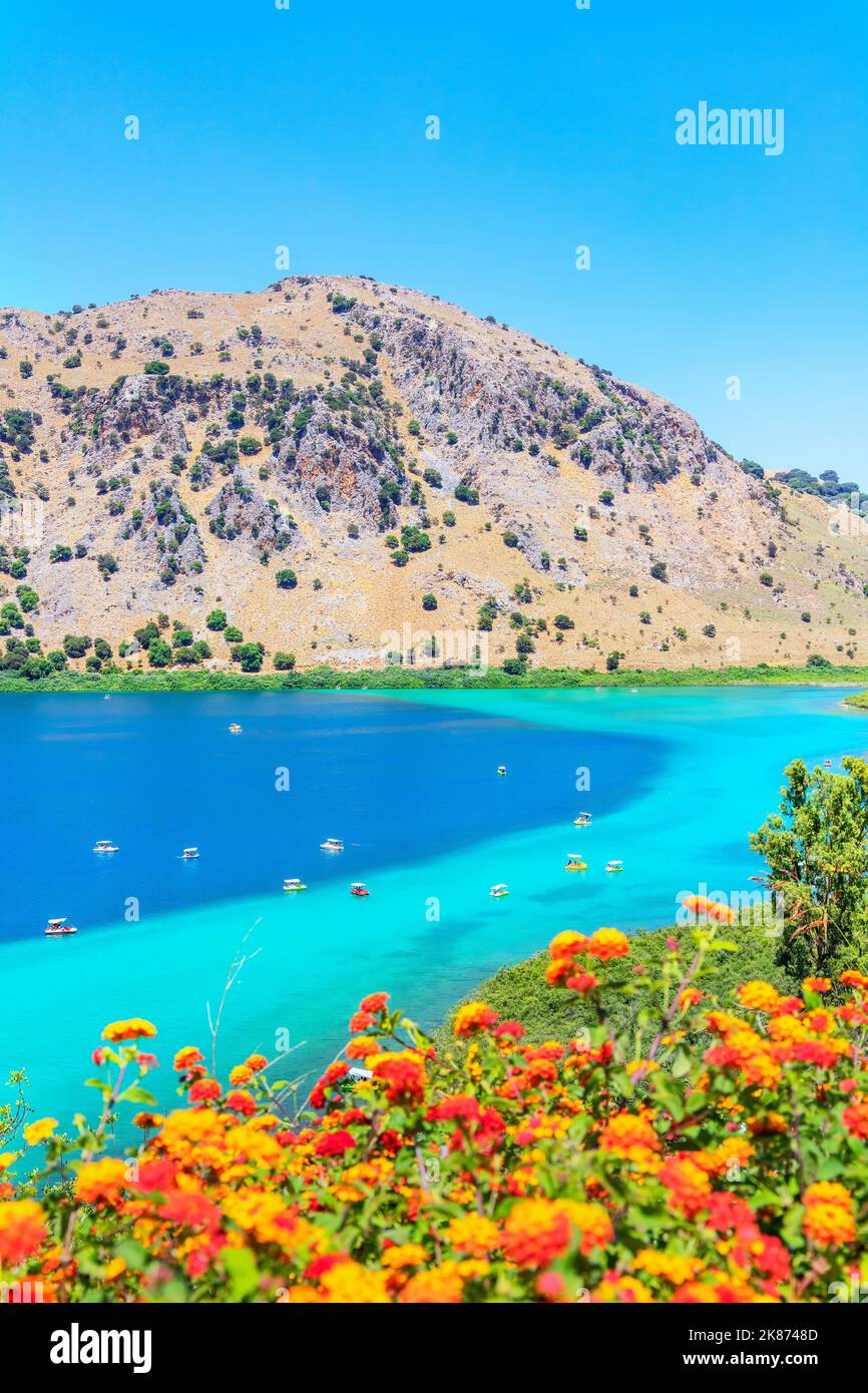 Lago Kournas, Georgioupolis, la Canea, Creta, Isole greche, Grecia, Europa Foto Stock
