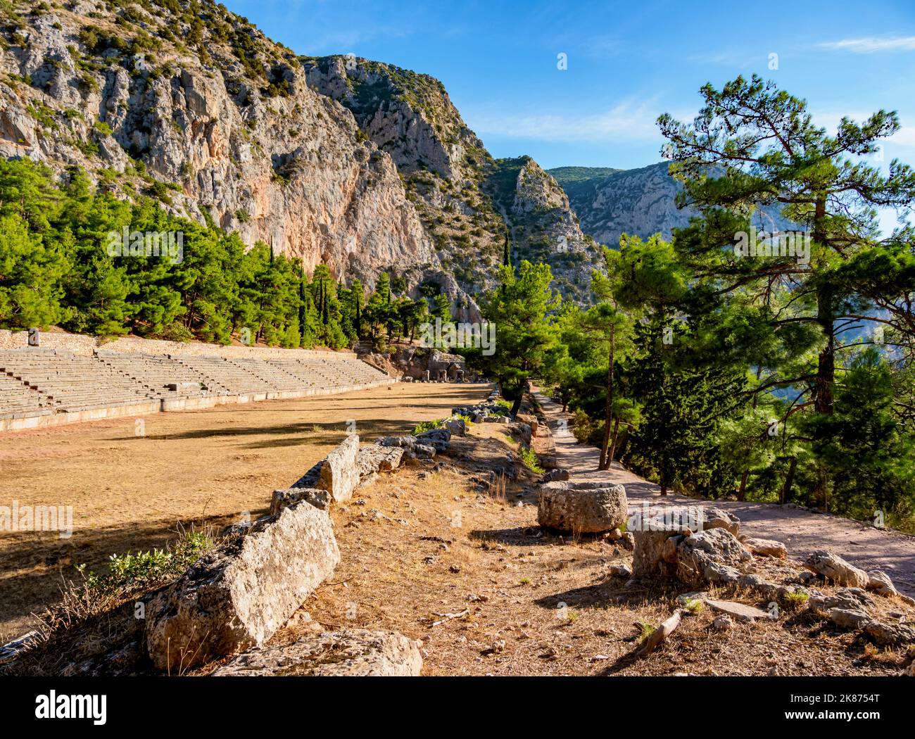 Stadio antico, Delphi, patrimonio dell'umanità dell'UNESCO, Phocis, Grecia, Europa Foto Stock