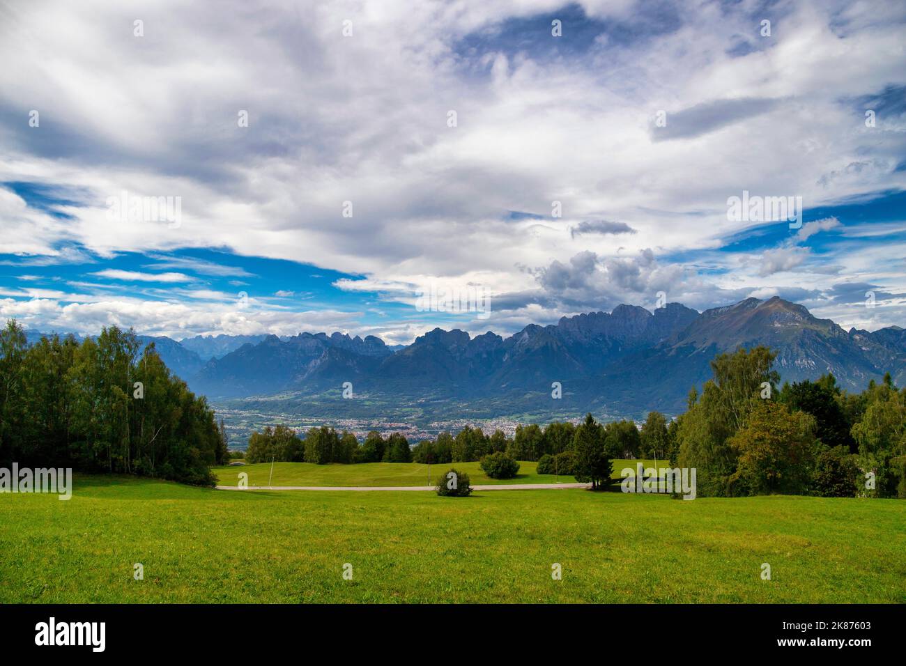 Vista delle Dolomiti, Alpe Nevegal, Belluno, Veneto, Italia, Europa Foto Stock