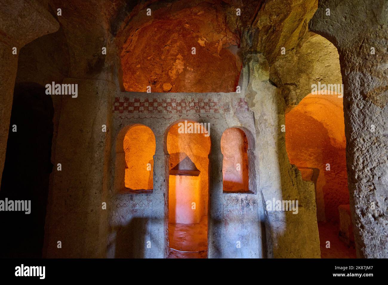 Chiesa della Croce di Malta, chiesa sotterranea di goreme museo all'aperto, Cappadocia, Anatolia, Turchia Foto Stock