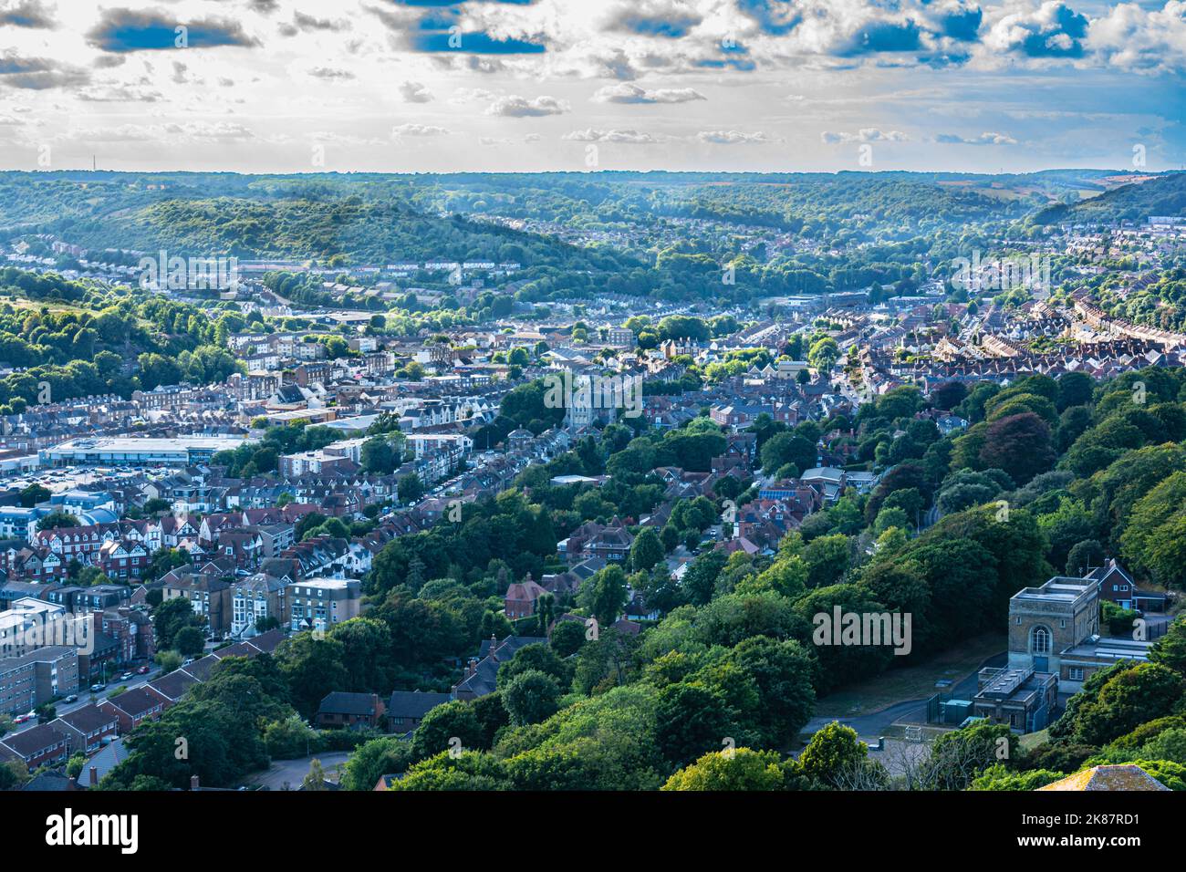 Vista del centro di dover dal Castello, dover, Inghilterra, Regno Unito Foto Stock
