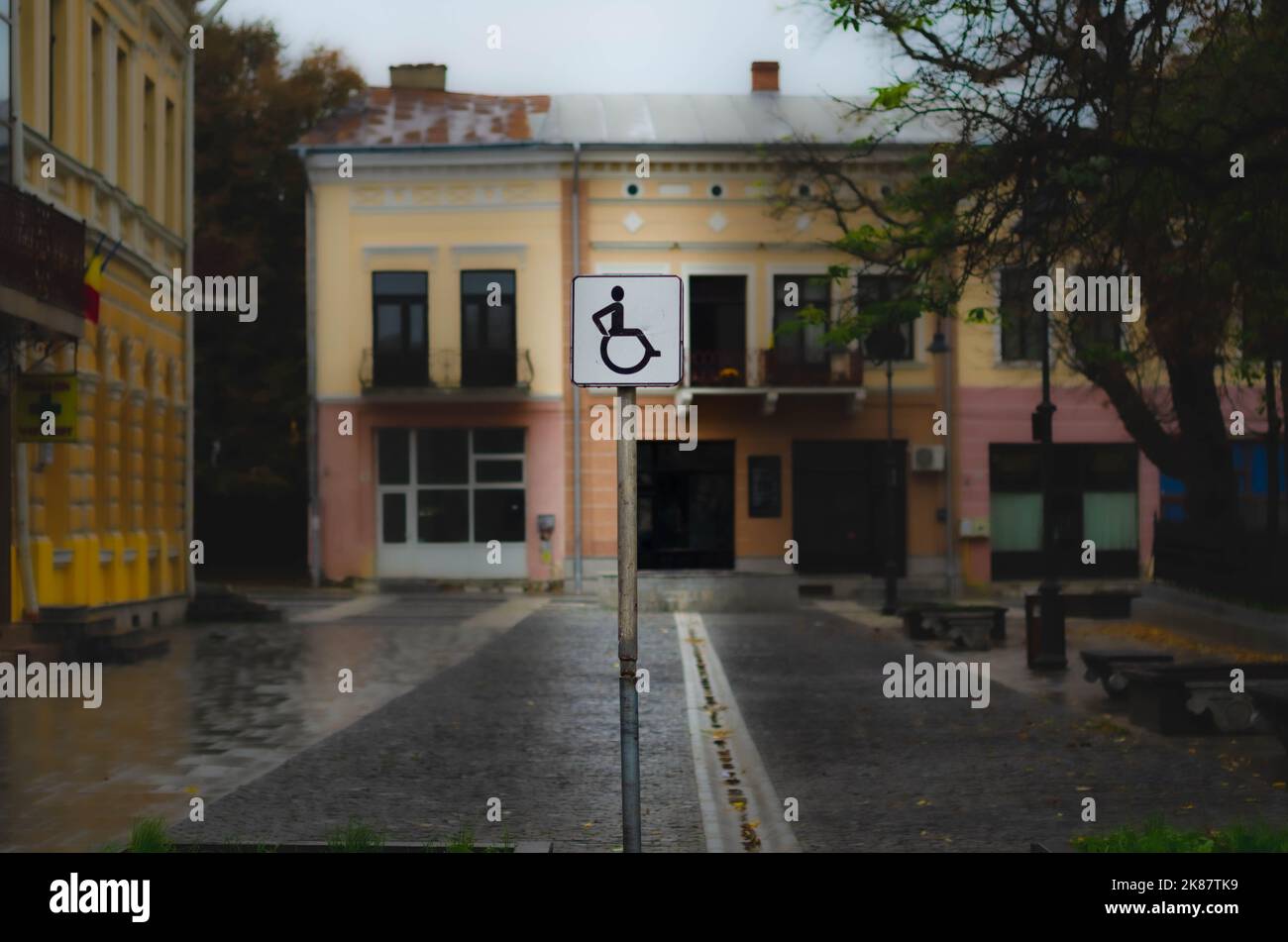 Cartello parcheggio per disabili Foto Stock