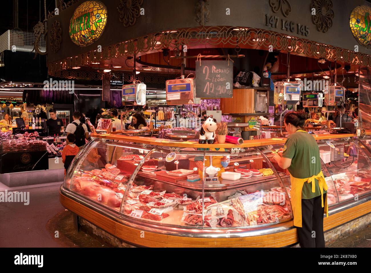 Il mercato della Boqueria a Barcellona, Spagna Foto Stock