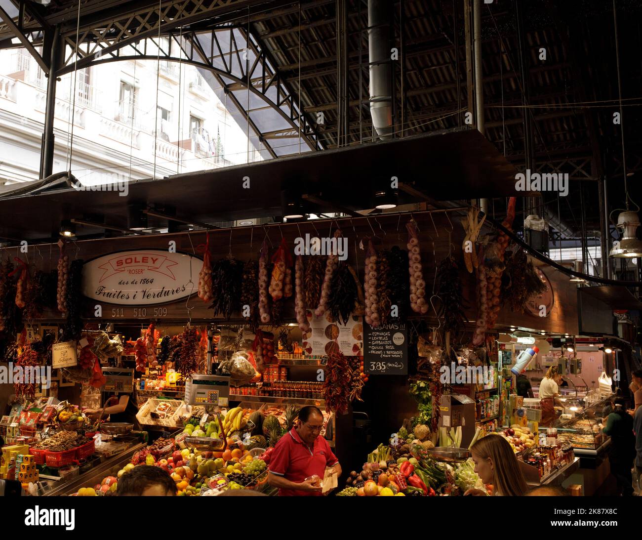 Il mercato della Boqueria a Barcellona, Spagna Foto Stock