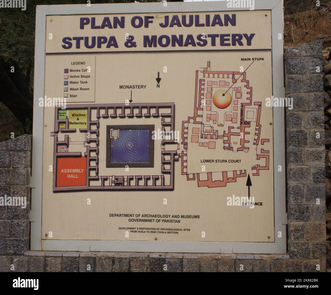 Piano di Stupa Jaulian e Monastero; Taxila, NWFP, Pakistan Foto Stock