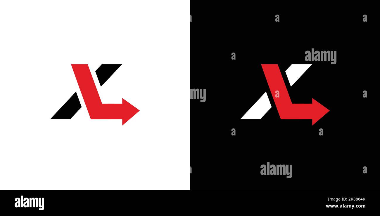 XL sigla logo design, combinazione unica e moderna di simboli di direzione Illustrazione Vettoriale
