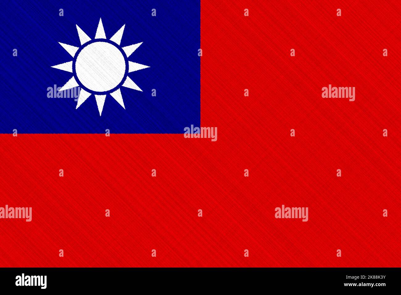 Bandiera Taiwan o banner taiwanese su tessuto Foto Stock