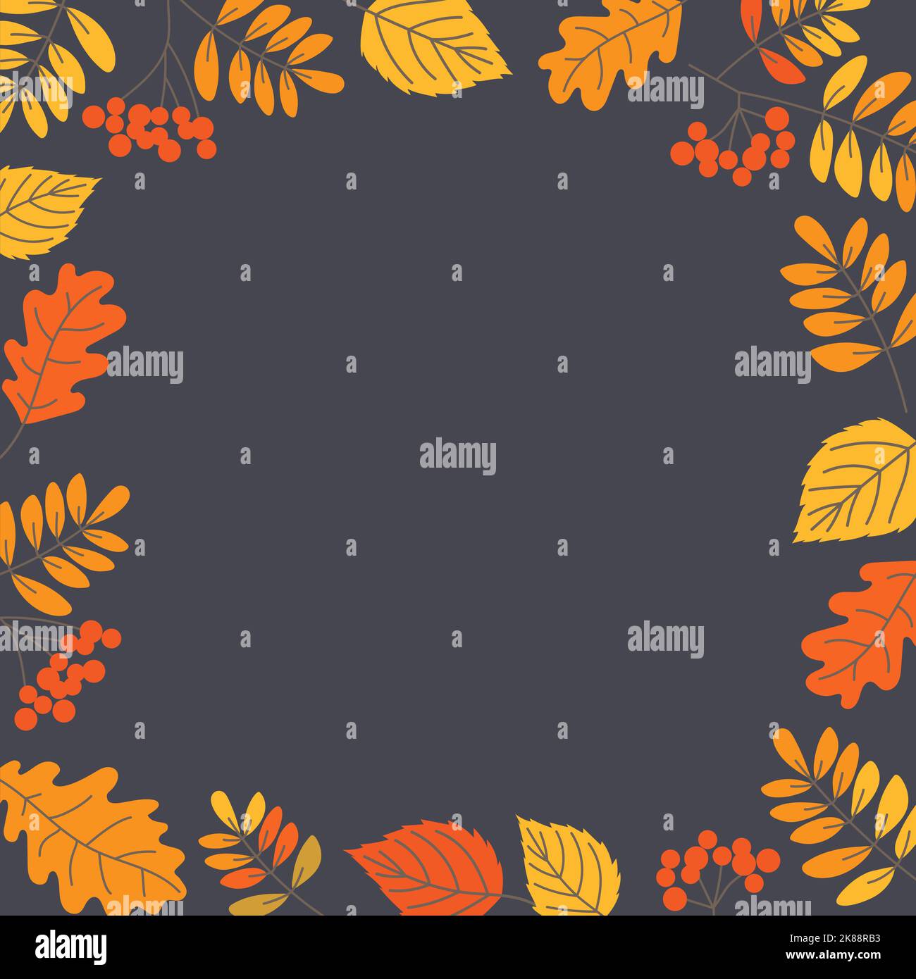 Cornice di sfondo con coloratissime foglie autunnali Illustrazione Vettoriale