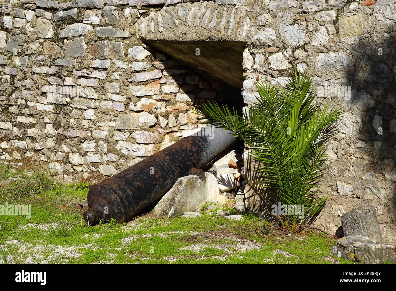 Il castello venetriano, Butrint era un'antica città greca e poi romana e vescovato in Epiro, patrimonio dell'umanità dell'UNESCO, Repubblica di Albania Foto Stock