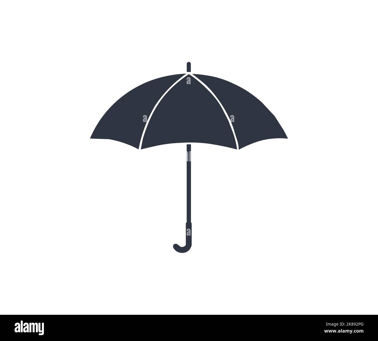 Icona ombrello nero isolato su sfondo bianco. Illustrazione Vettoriale