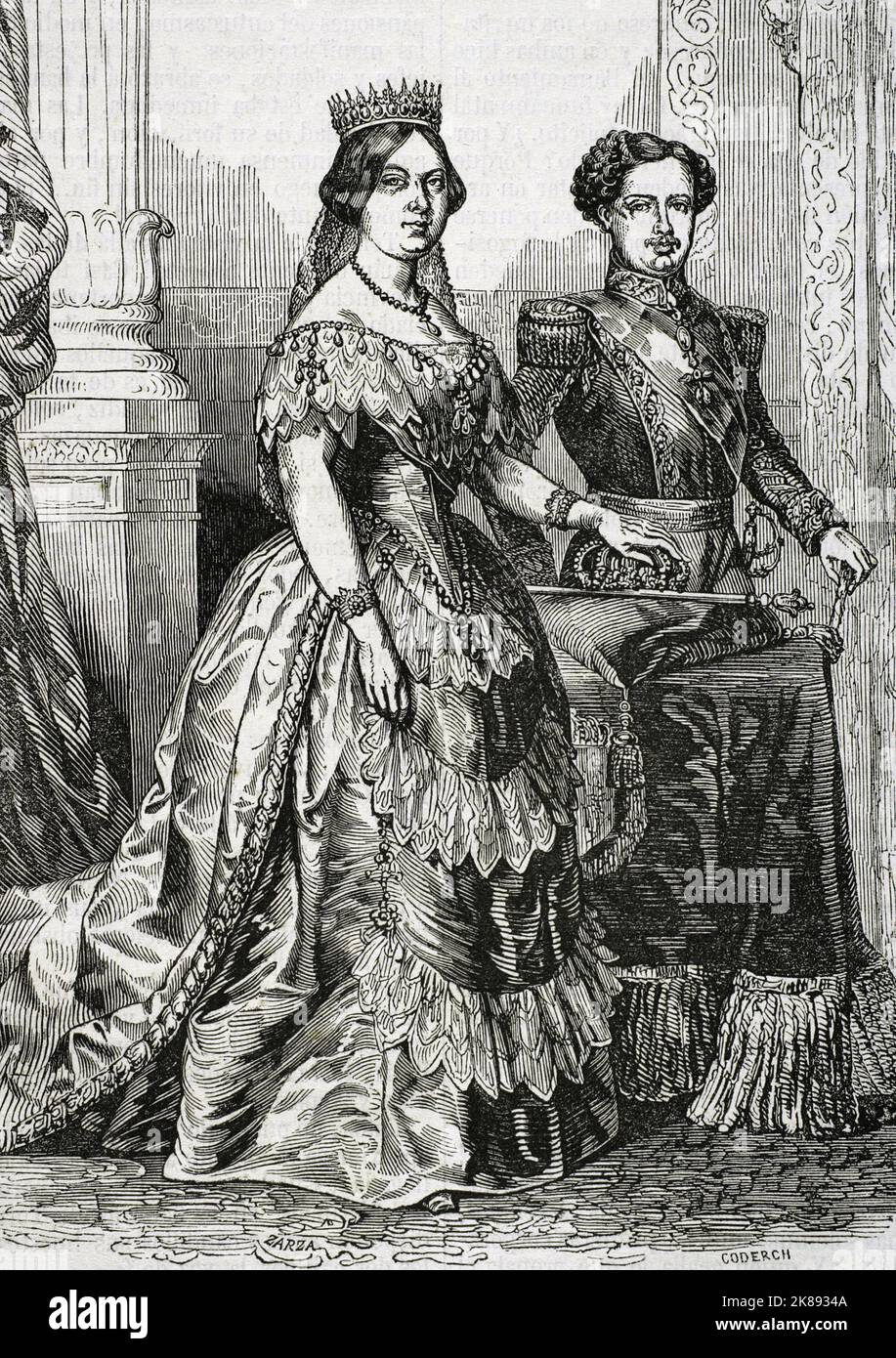 La regina Isabella II di Spagna e suo marito Francisco de Asis de Borbon. Foto Stock