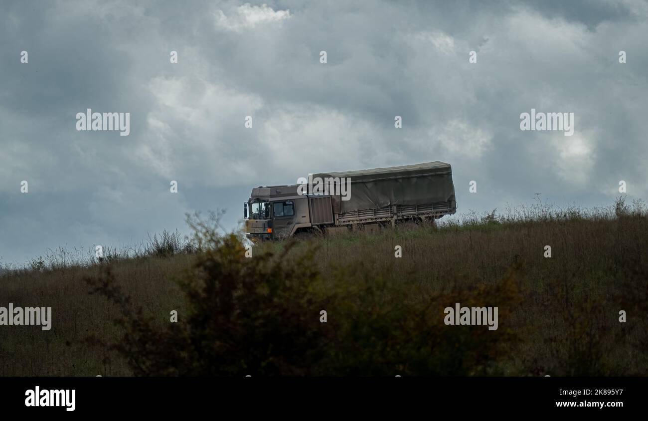 Esercito britannico UOMO SV 4x4 logistica camion in azione Foto Stock