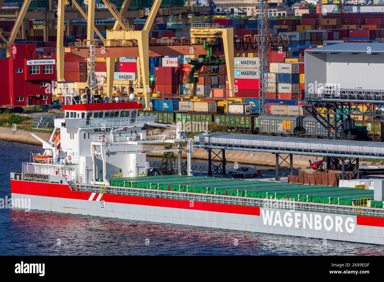 Terminal dei container baltici, riga, Lettonia, Europa Foto Stock
