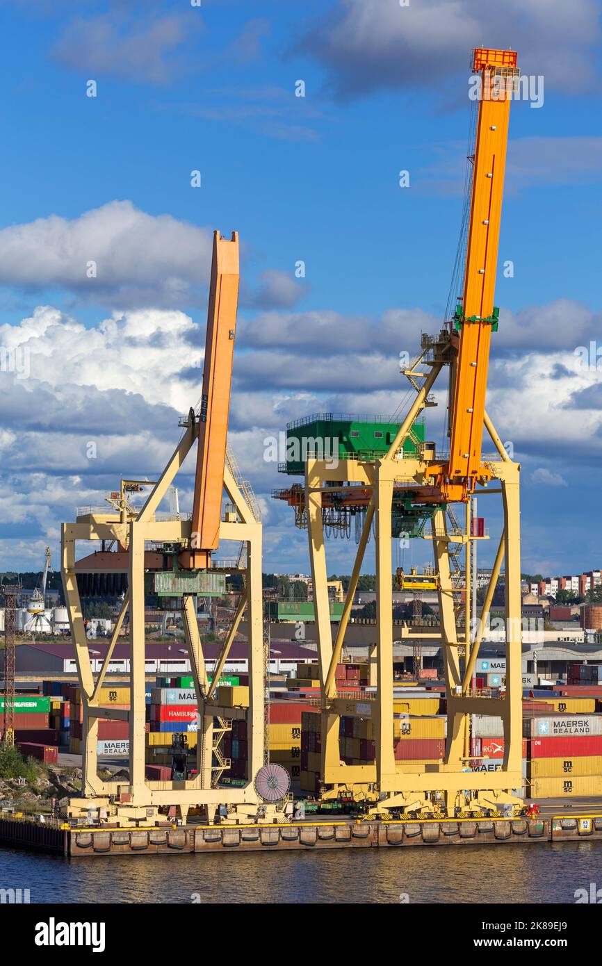Terminal dei container baltici, riga, Lettonia, Europa Foto Stock