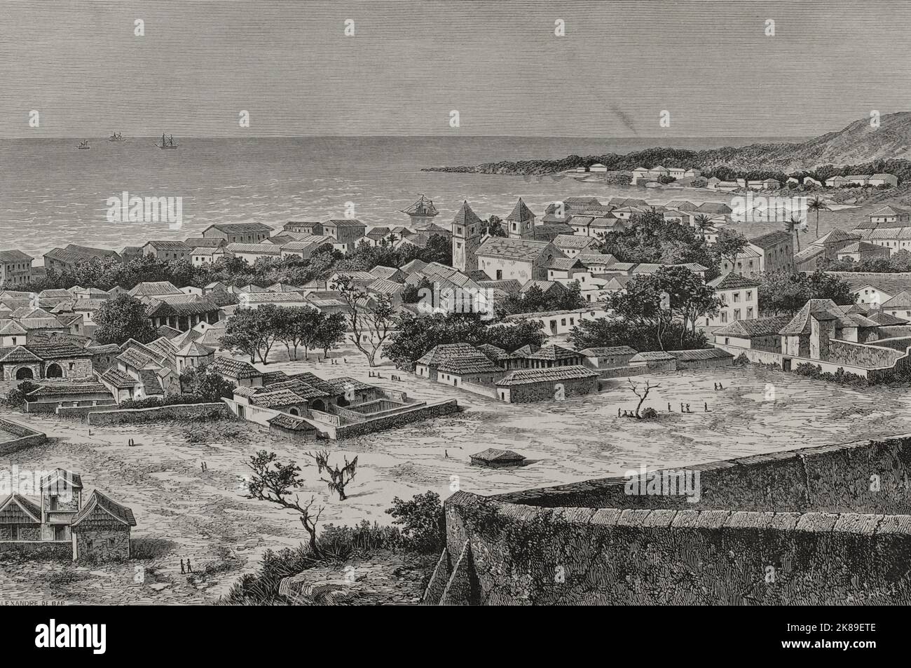 San Pablo de Loanda. Panorama del porto. Foto Stock