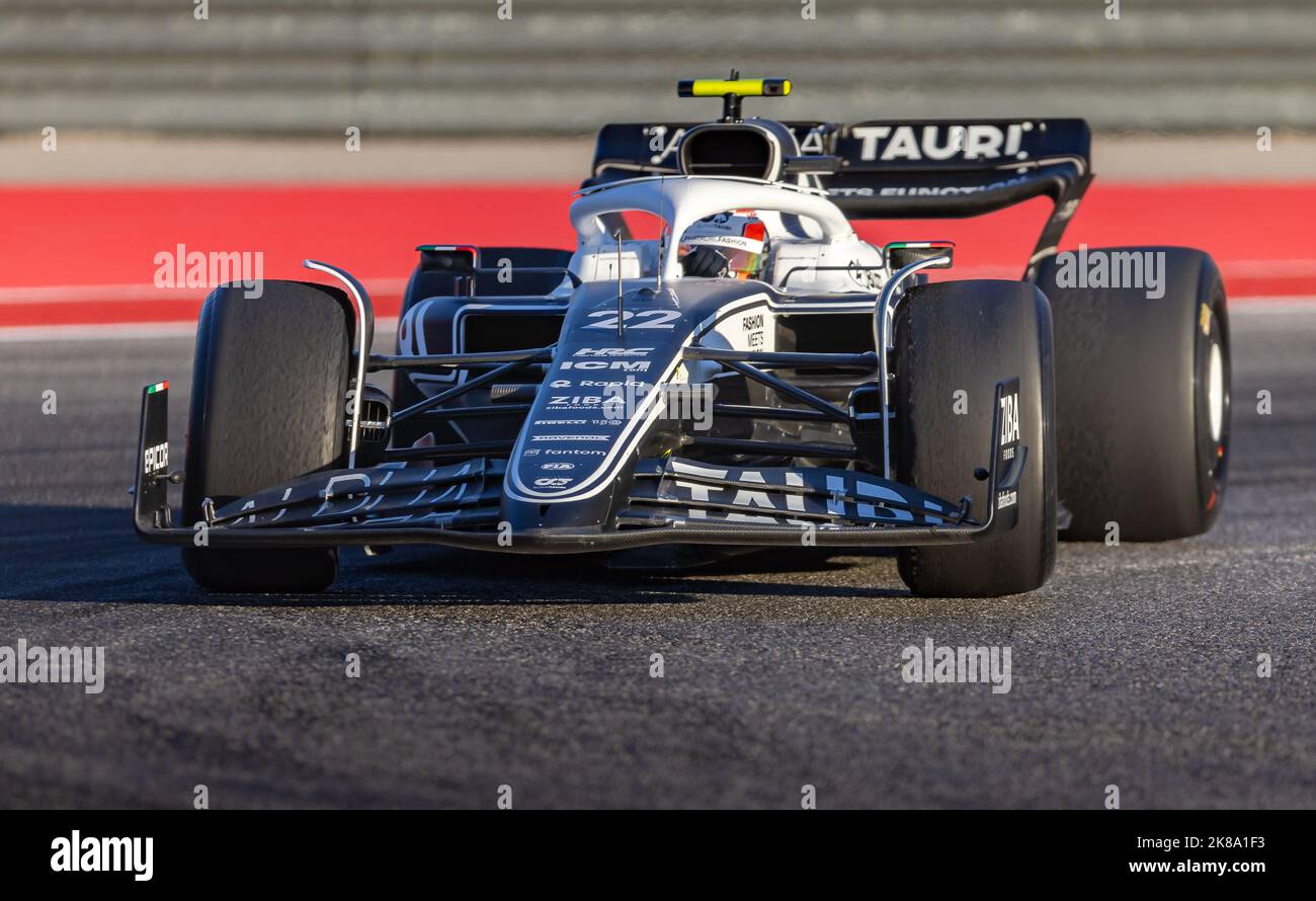 United Stated Grand Prix, Austin Texas, 21nd ottobre 2022, Yuki Tsunoda dal Giappone compete per la Scuderia Alphatauri . Turno di prove libere del campionato di Formula 1 2022. Foto Stock