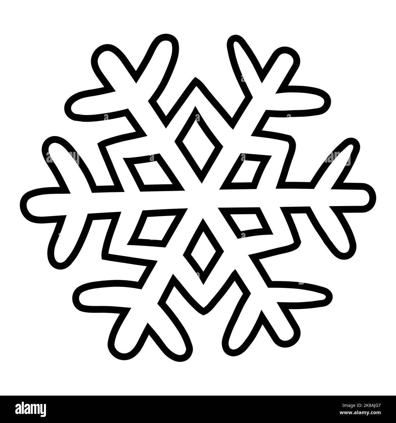 Inverno Snowflake disegnata a mano Vector Illustration per l'inverno, natale e felice anno nuovo elemento Illustrazione Vettoriale