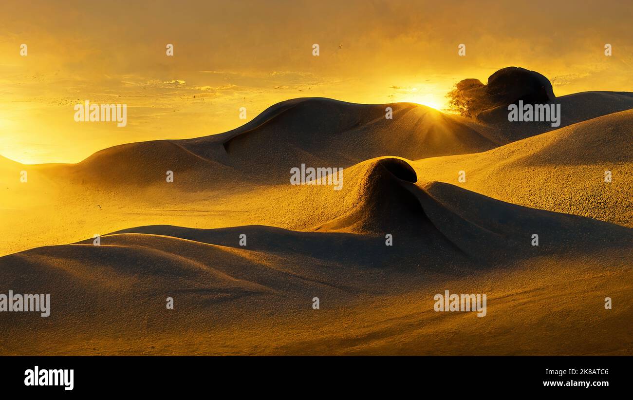 Bellissimo paesaggio desertico di dune di sabbia in Dammam - Arabia Saudita. Foto Stock