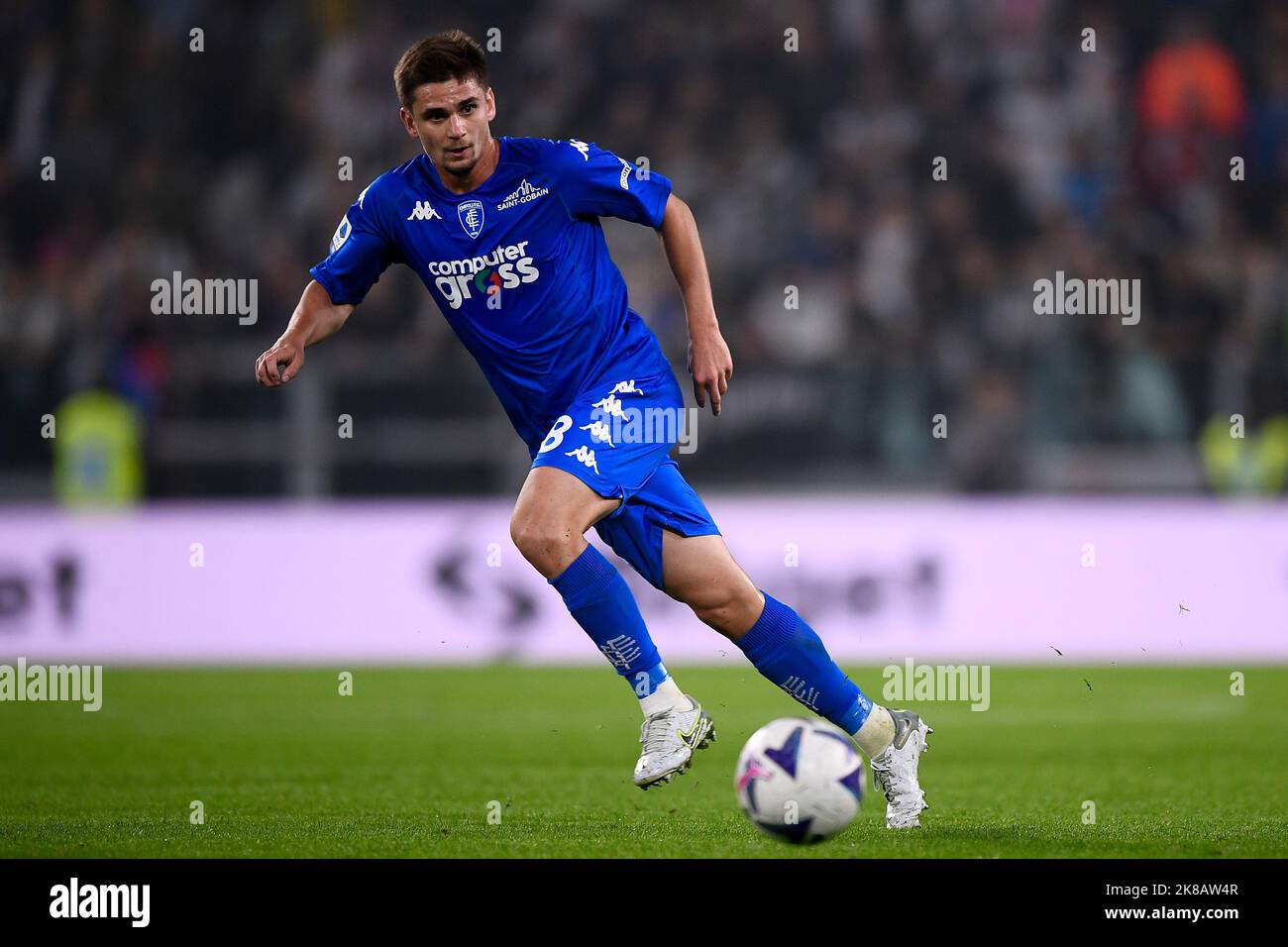 Torino, Italia. 21 ottobre 2022. Razvan Marin dell'Empoli FC in azione durante la Serie Una partita di calcio tra Juventus FC e Empoli FC. Credit: Nicolò campo/Alamy Live News Foto Stock