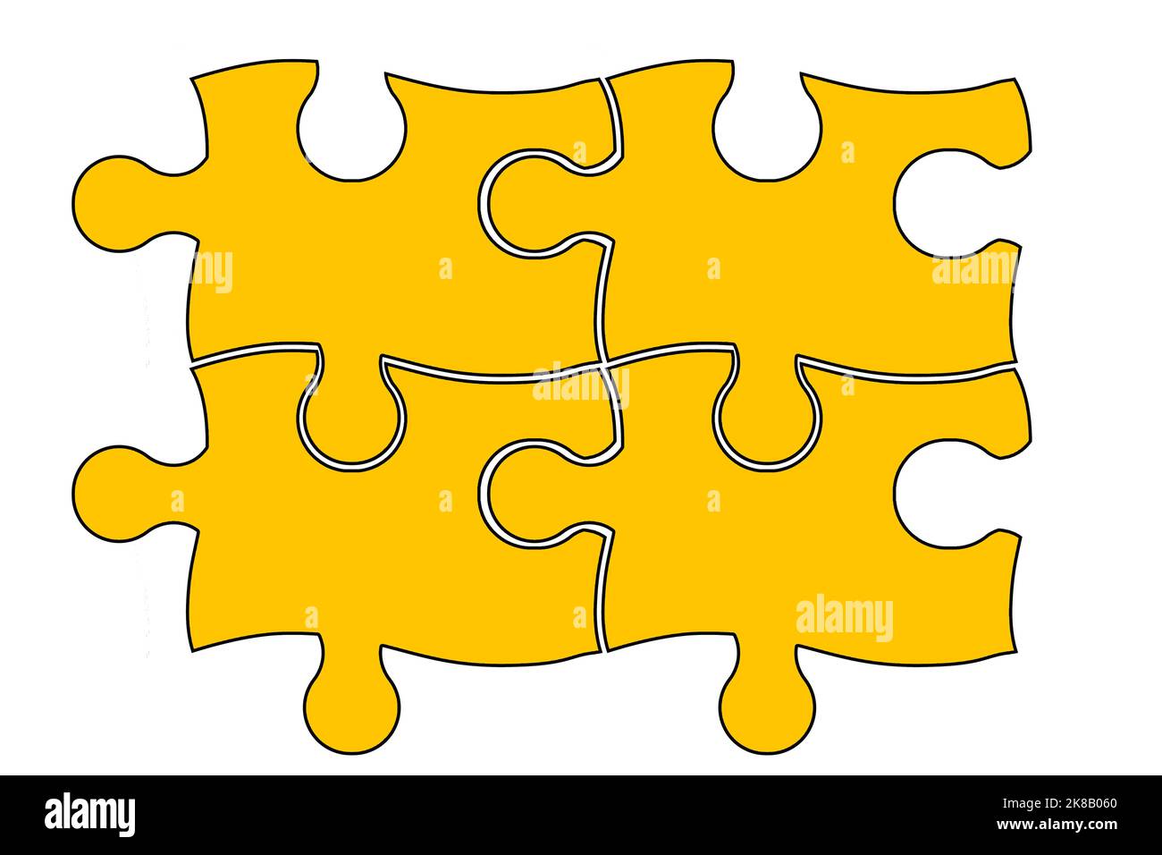 Gruppo di puzzle di carta gialla, rendering 3D Foto Stock
