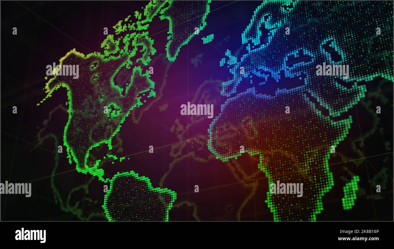 Mappa astratta del mondo. Grafico della terra piatta. illustrazione 3d Foto Stock