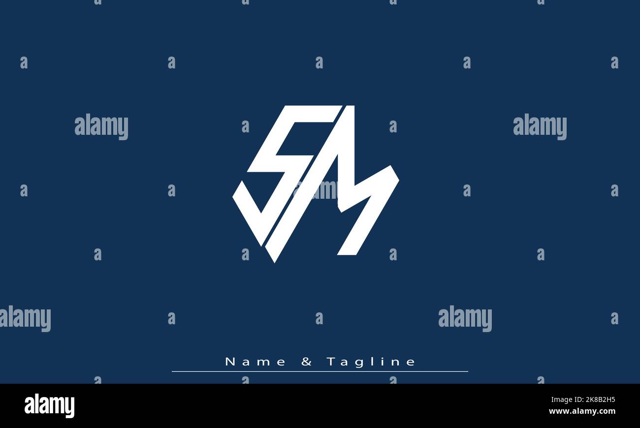 Lettere alfabetiche iniziali logo monogramma SM , MS Illustrazione Vettoriale