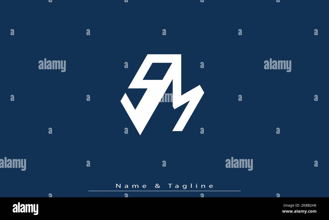 Lettere alfabetiche iniziali logo monogramma SM , MS Illustrazione Vettoriale