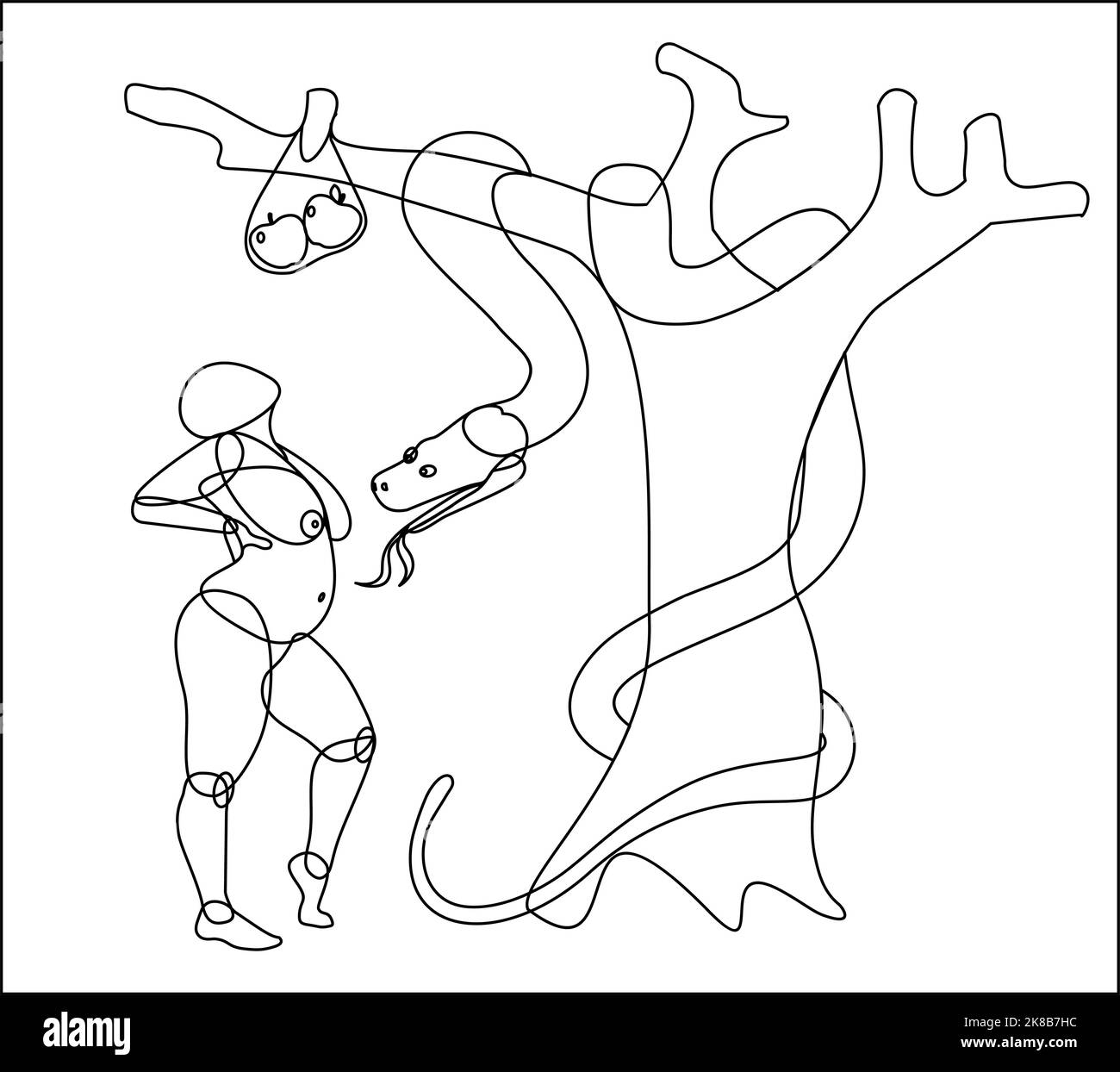 storia della bibbia classica, serpente seduce Illustrazione Vettoriale