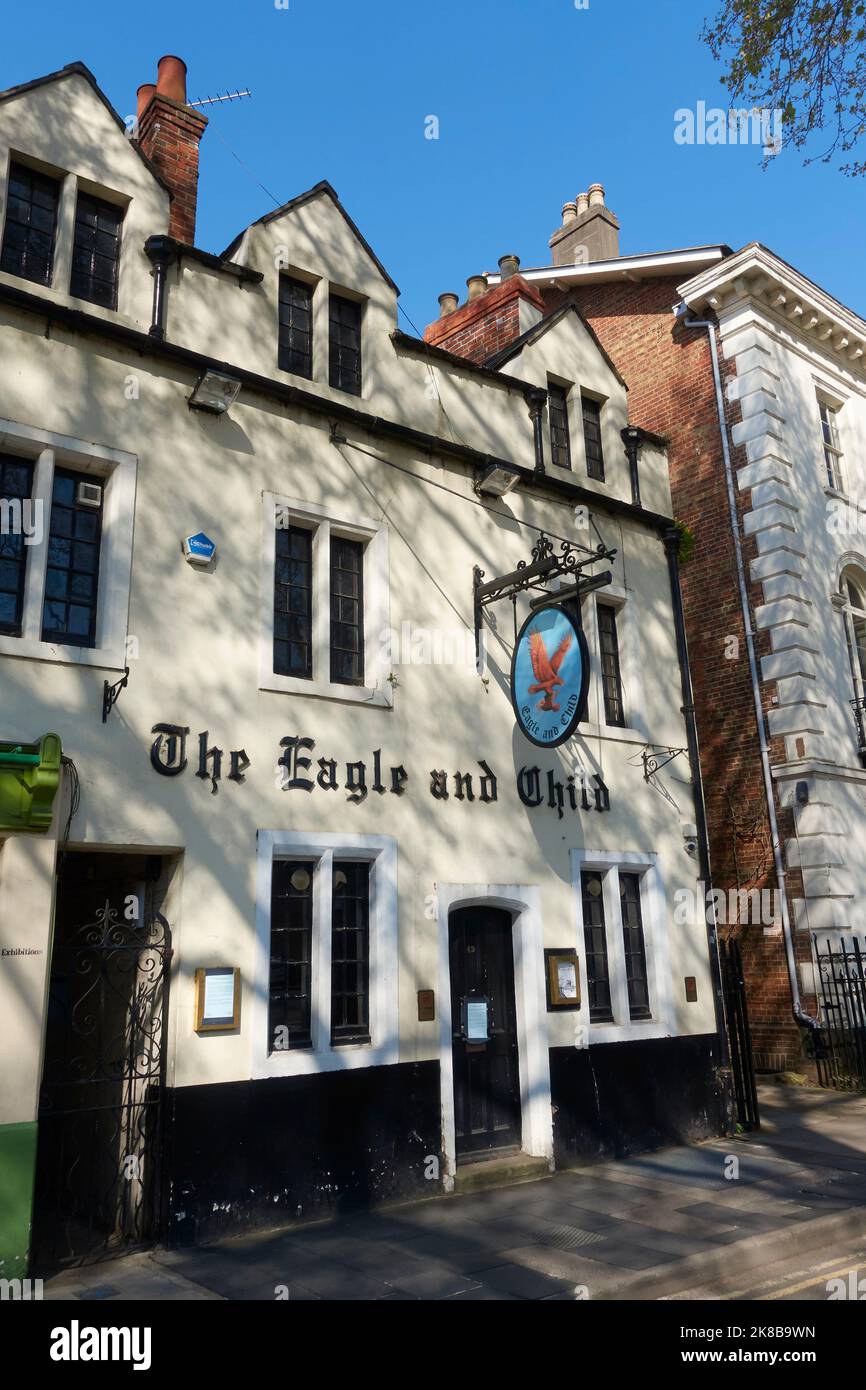 The Eagle and Child pub, St Giles' Street, Oxford, Inghilterra. Foto Stock