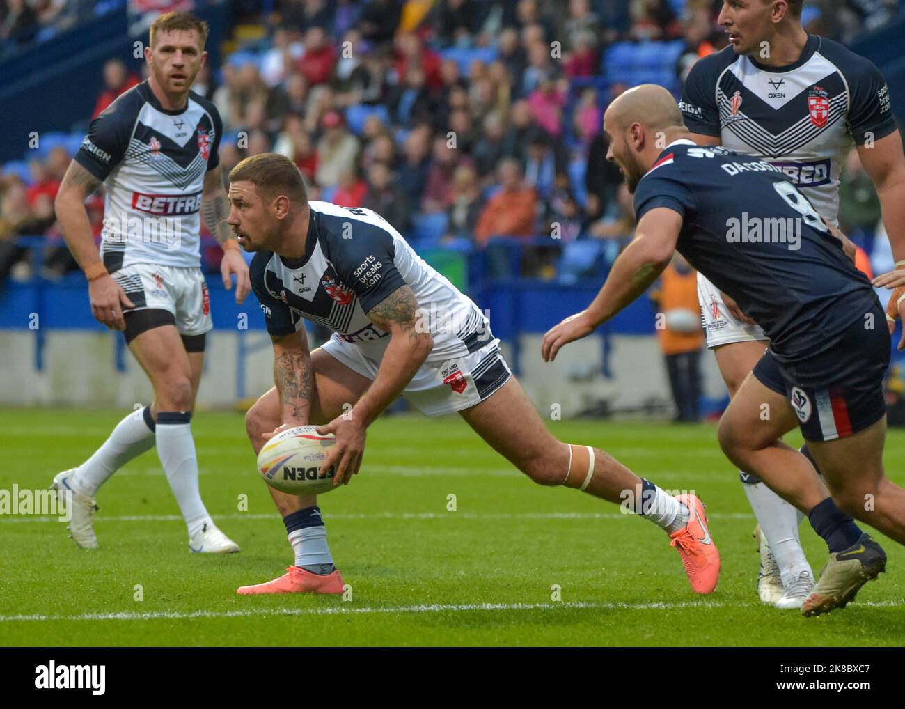 Bolton, Regno Unito il 22 ottobre 2022. Inghilterra V Francia : Coppa del mondo di rugby University of Bolton Stadium, Bolton, UK durante la Coppa del mondo di rugby 2021 una partita tra Inghilterra V Francia presso l'Università di Bolton Stadium, Bolton, UK il 22 ottobre 2022 . ( Credit: Craig Cresswell/Alamy Live News Foto Stock