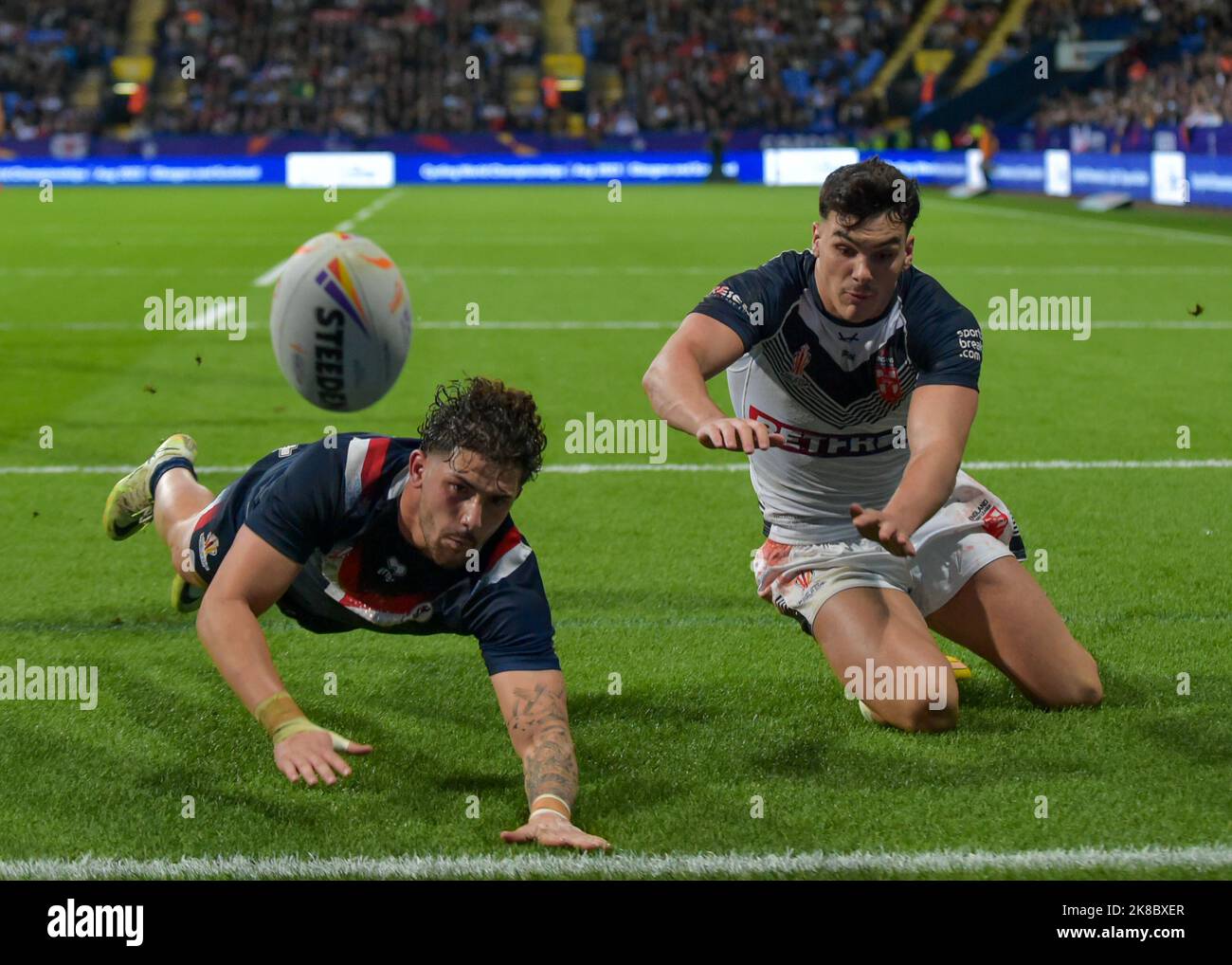 Bolton, Regno Unito il 22 ottobre 2022. Inghilterra V Francia : Coppa del mondo di rugby University of Bolton Stadium, Bolton, UK durante la Coppa del mondo di rugby 2021 una partita tra Inghilterra V Francia presso l'Università di Bolton Stadium, Bolton, UK il 22 ottobre 2022 . ( Credit: Craig Cresswell/Alamy Live News Foto Stock