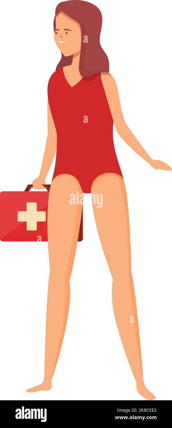 Icona del kit di pronto soccorso bagnino vettore cartoon. Nuoto nell'oceano. Protezione Illustrazione Vettoriale