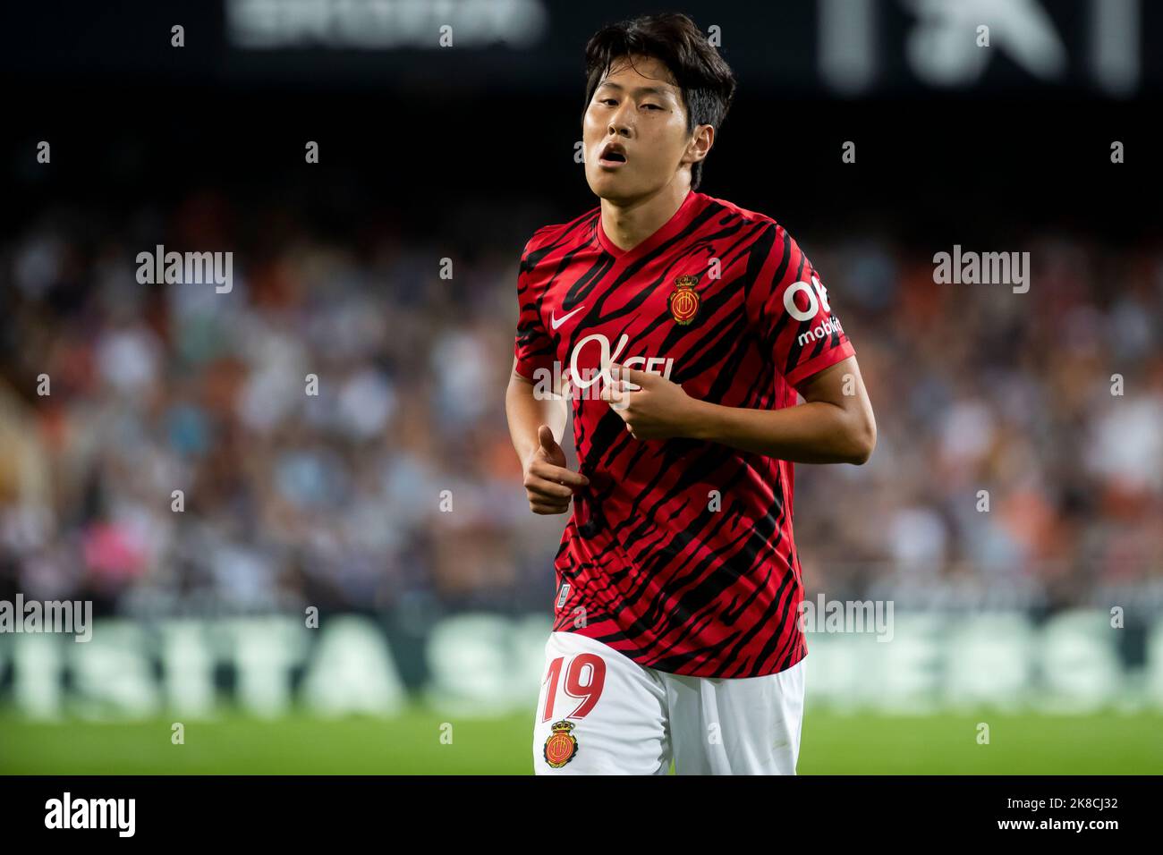 Valencia, Spagna, 22 ottobre 2022. Kang a Lee di RCD Mallorca durante la partita spagnola la Liga Santander tra Valencia CF e RCD Mallorca allo stadio Mestalla. Foto di Jose Miguel Fernandez /Alamy Live News ) Foto Stock