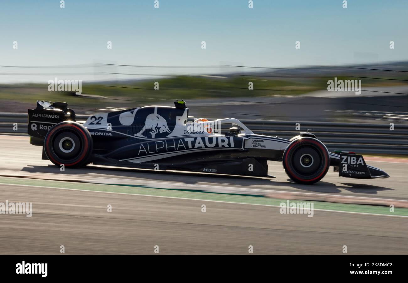 United Stated Grand Prix, Austin Texas, 22nd ottobre 2022, Yuki Tsunoda dal Giappone compete per la Scuderia Alphatauri. Turno di qualificazione del campionato di Formula 1 2022. Credit: Nick Paruch/Alamy Live News Foto Stock