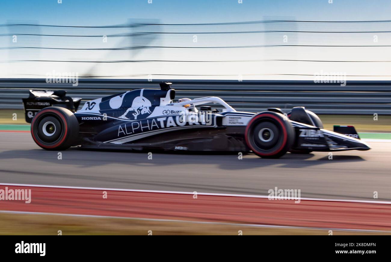 United Stated Grand Prix, Austin Texas, 22nd ottobre 2022, Pierre Gasly dalla Francia compete per la Scuderia Alphatauri. Turno di qualificazione del campionato di Formula 1 2022. Credit: Nick Paruch/Alamy Live News Foto Stock