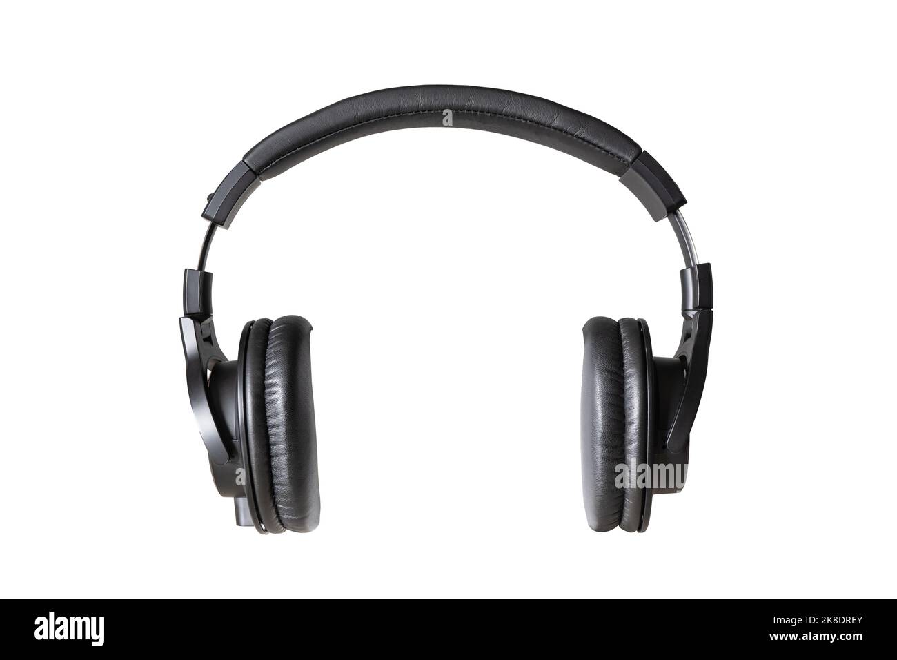 Cuffie auricolari nere su sfondo bianco con clip path Foto Stock